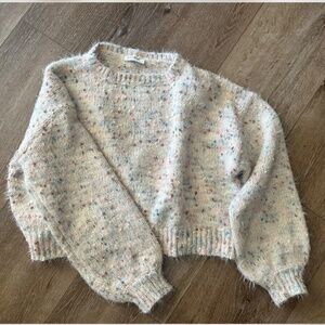 S Fuzzy Knit Storia Knit Sweater Pastel Ivory Pink Blue